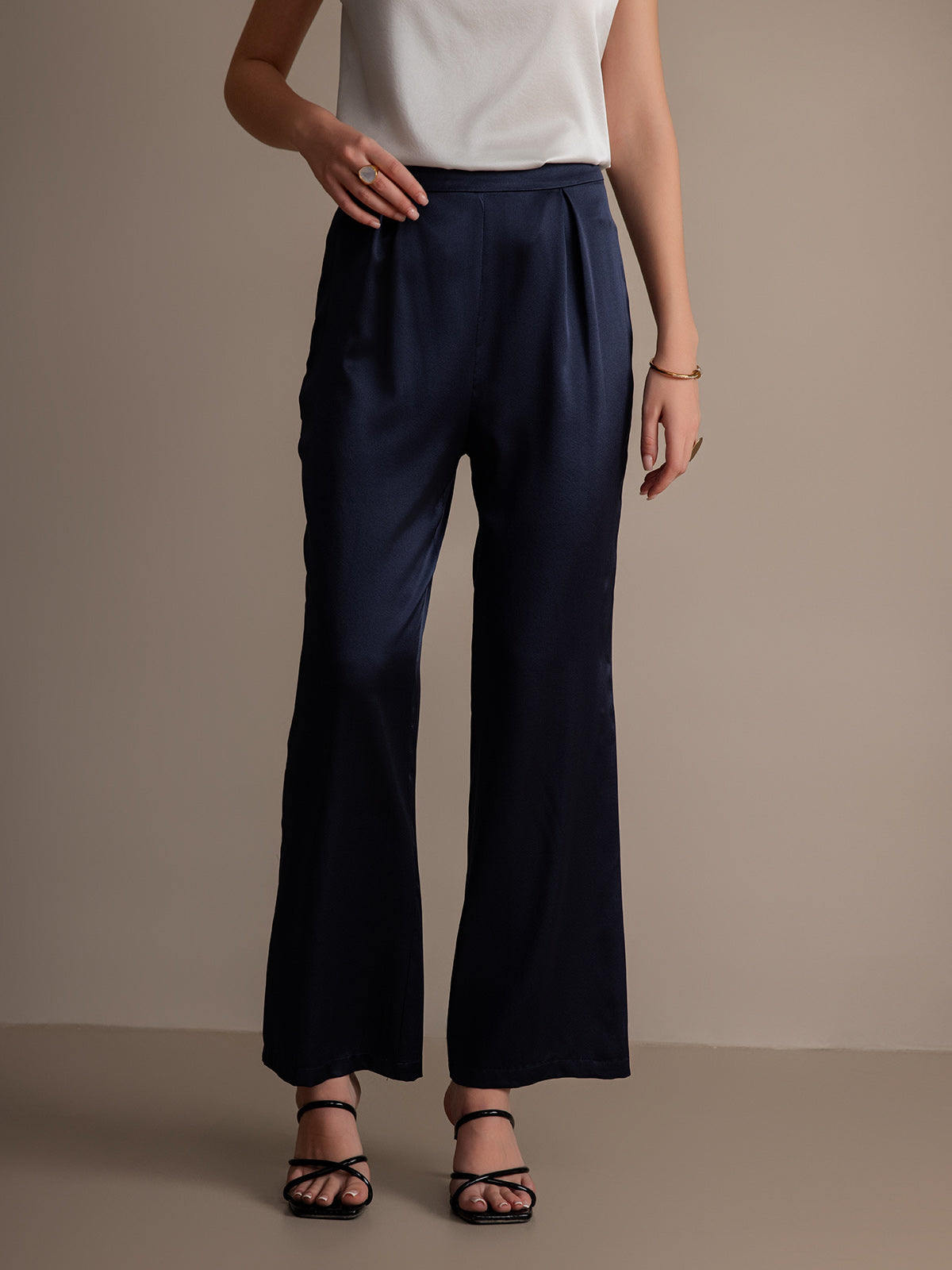 SilkSilky UK 19Momme Silk Womens Pants DarkBlue 003