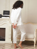 SilkSilky UK 22Momme Pure Silk Long Sleeve Womens Pajamas White 002