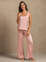 [Peach Skin] SilkSilky-UK 19Momme Machine-Washable Silk Sleeveless Scoop Neck Women's Pyjamas 006