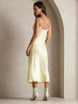 [Light Yellow] SilkSilky-UK Spaghetti Strap V Neck Dress 002