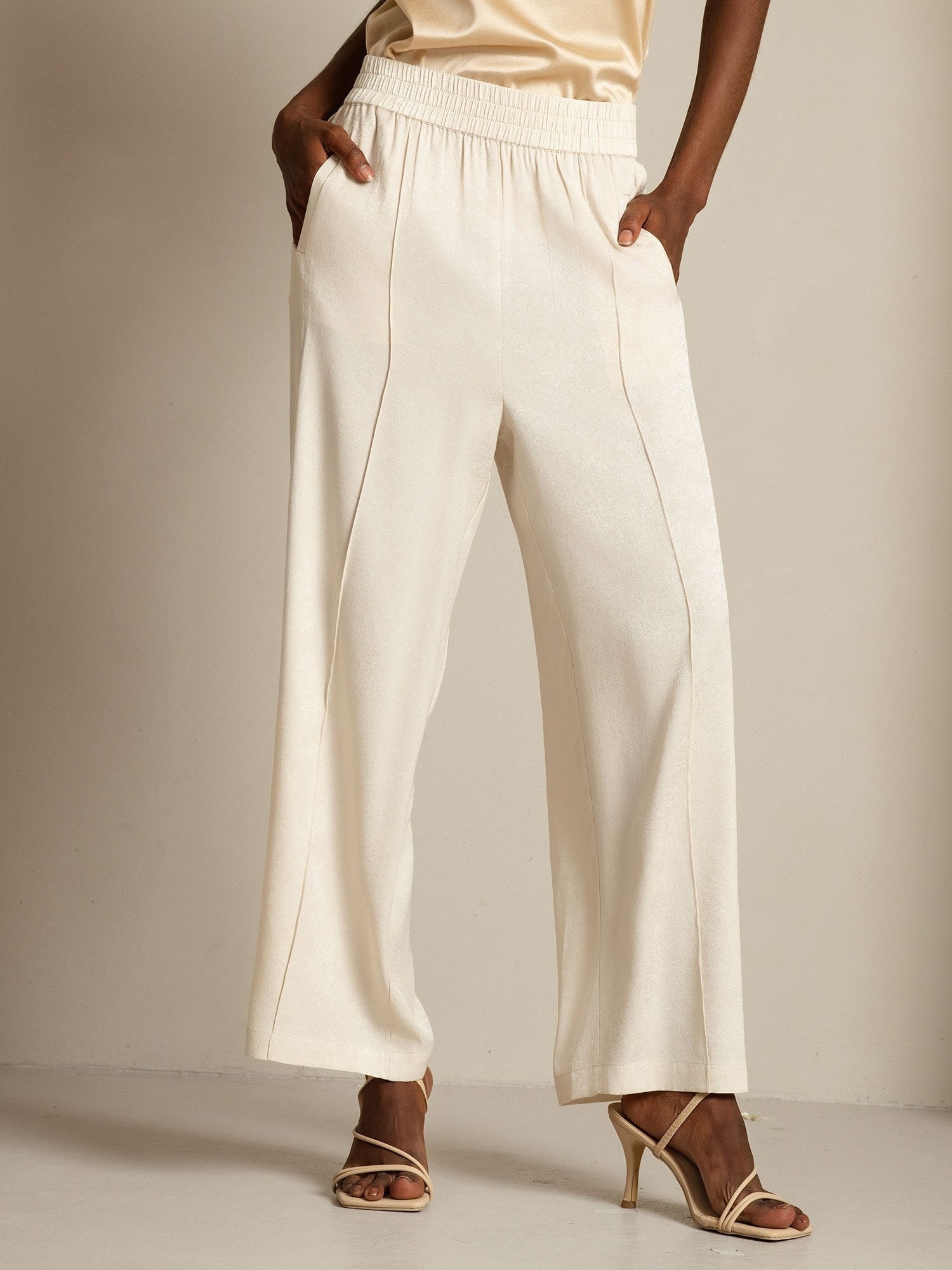 [Beige] SilkSilky-UK 22Momme Silk Womens Pants 003