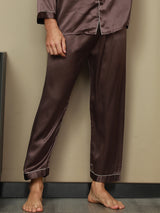 [Coffee] SilkSilky-UK Pure Silk Mens Sleep Bottoms 003,