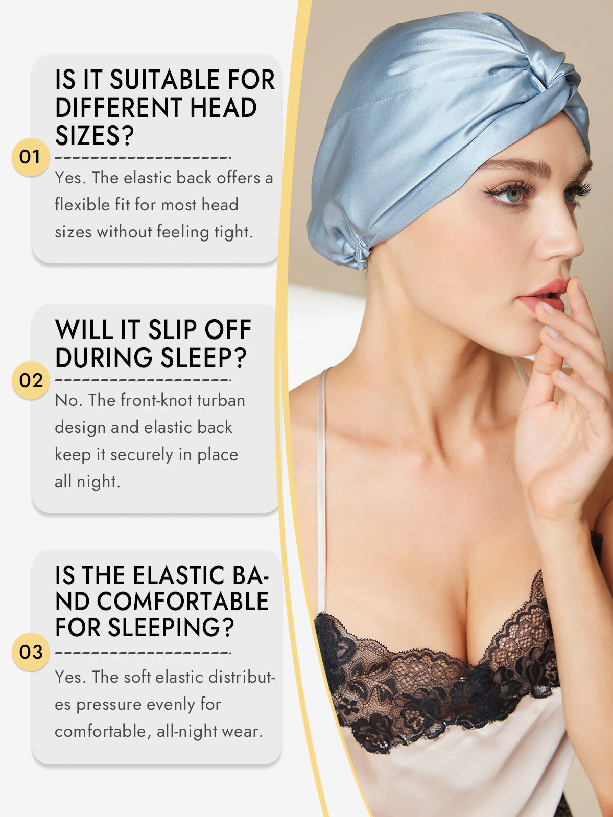 [Steel Blue] SilkSilky-UK Pure Silk Sleep Cap 007