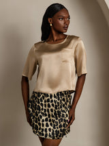[Champagne] SilkSilky-UK Half Sleeve Scoop Neck Women's T-Shirt 001