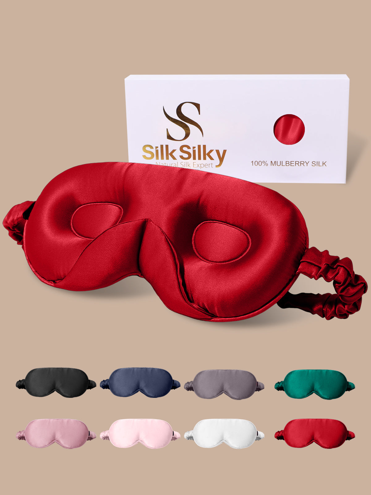 [Wine] SilkSilky-UK Pure Silk Eye Mask 001