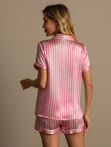 [Pink] SilkSilky-UK Pure Silk Notch Collar Women's Pyjamas 002,