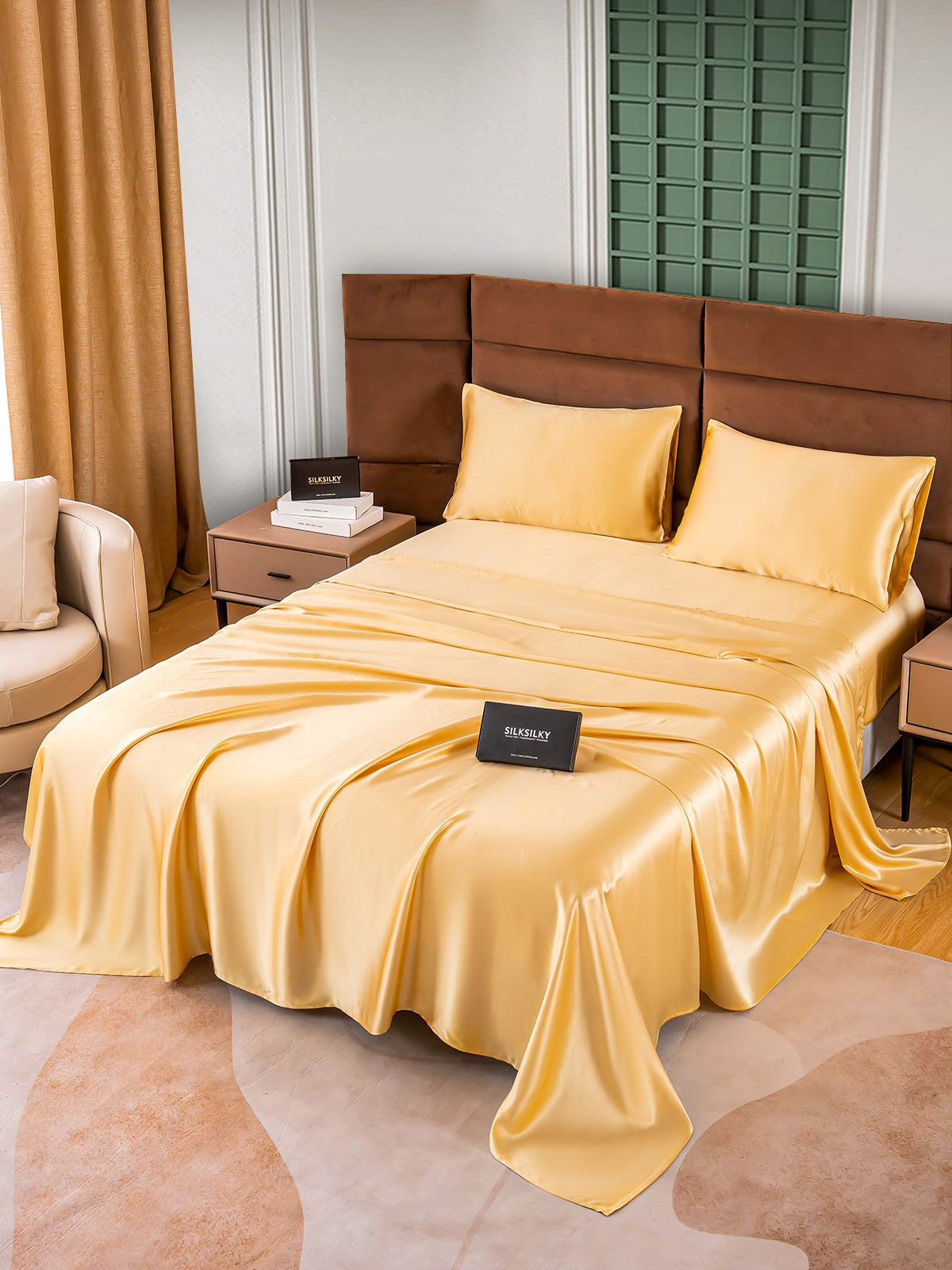 SilkSilky UK 25Momme Pure Silk Bedding Set Champagne 002