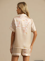 [Champagne] SilkSilky-UK Short Sleeve Lapel Collar Women's Pyjamas 002
