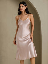 [Shadow Gray] SilkSilky-UK Spaghetti Strap V Neck Nightdress 001