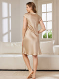 SilkSilky-UK Pure Silk Sleeveless V Neck Nightdress Champagne 003