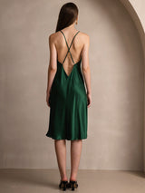 [Dark Green] SilkSilky-UK Spaghetti Strap Dress 002