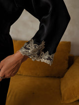 [Black] SilkSilky-UK 3/4 Sleeve Women's Dressing Gown 003