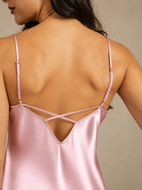[Light Pink] SilkSilky-UK Spaghetti Strap V Neck Nightdress 005