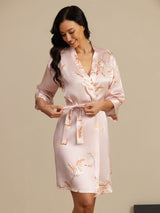 [Pink] SilkSilky-UK 3/4 Sleeve Women's Dressing Gown 003