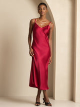 [Wine] SilkSilky-UK Spaghetti Strap V Neck Dress 001