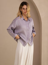 [Purple] SilkSilky-UK Long Sleeve Lapel Collar Blouse 001