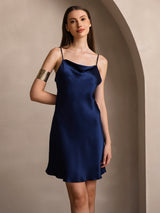[Dark Blue] SilkSilky-UK Spaghetti Strap Cowl Neck Dress 005