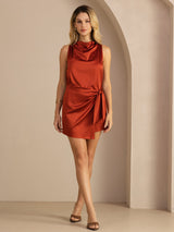 [Caramel] SilkSilky-UK Sleeveless Cowl Neck Dress 006