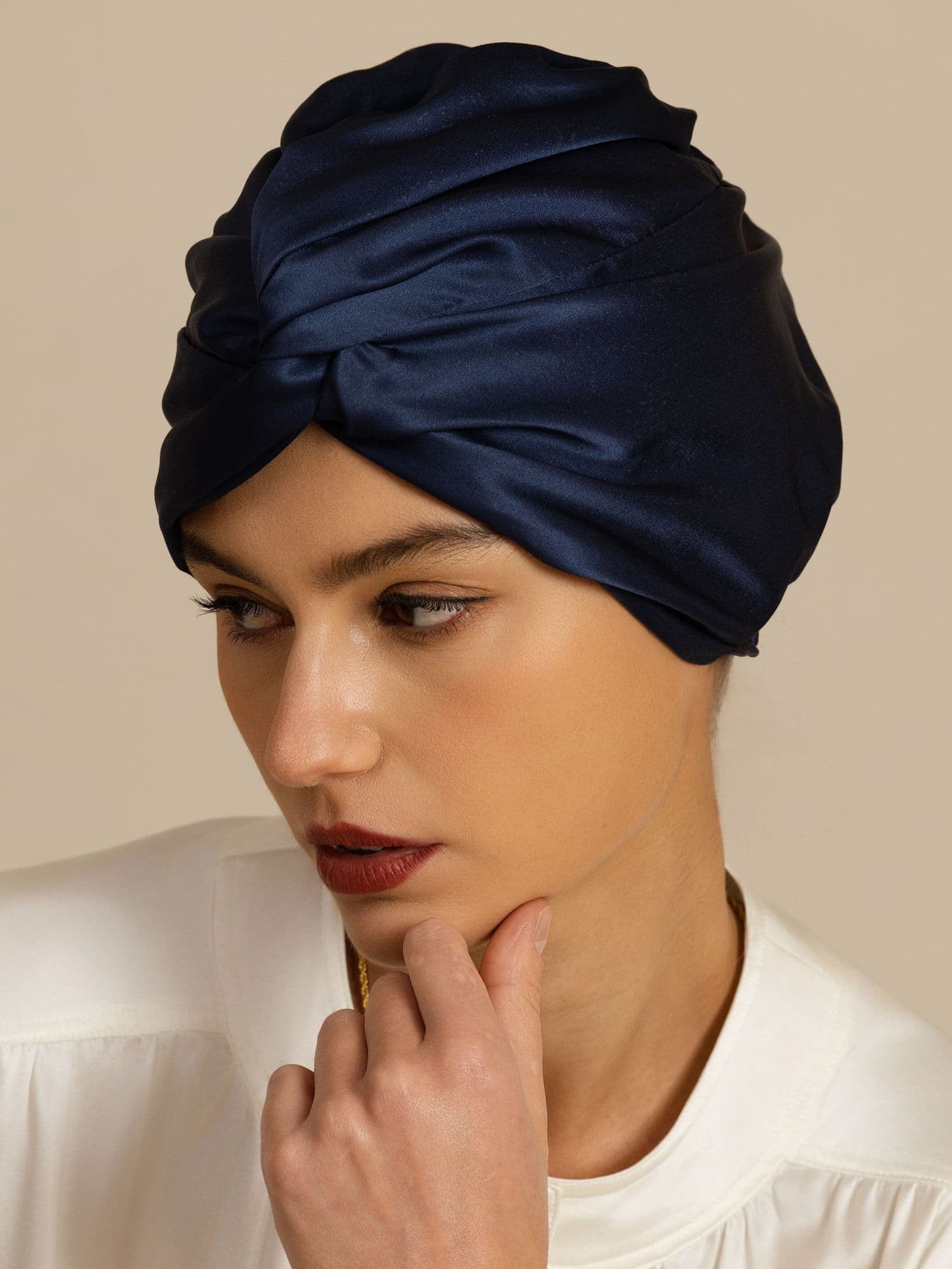 [Dark Blue] SilkSilky-UK 22Momme Sleep Cap 005