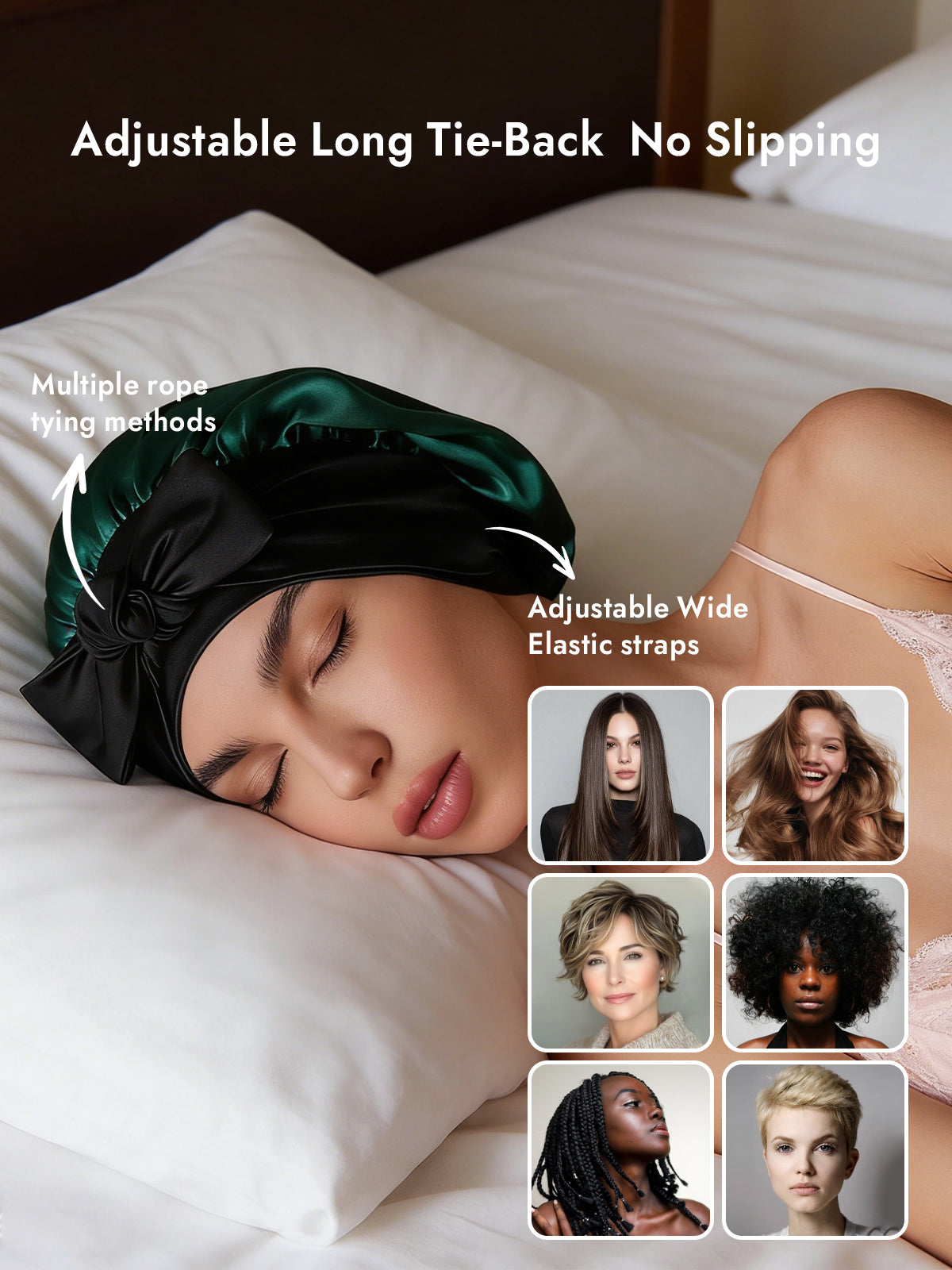 [Dark Green] SilkSilky-UK Pure Silk Sleep Cap 004