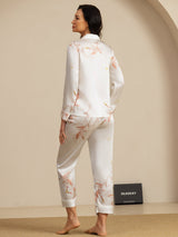 [White] SilkSilky-UK 19Momme Long Sleeve Notch Collar Women's Pyjamas 002