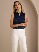 [Dark Blue] SilkSilky-UK Sleeveless Tie Neck Camisole 006