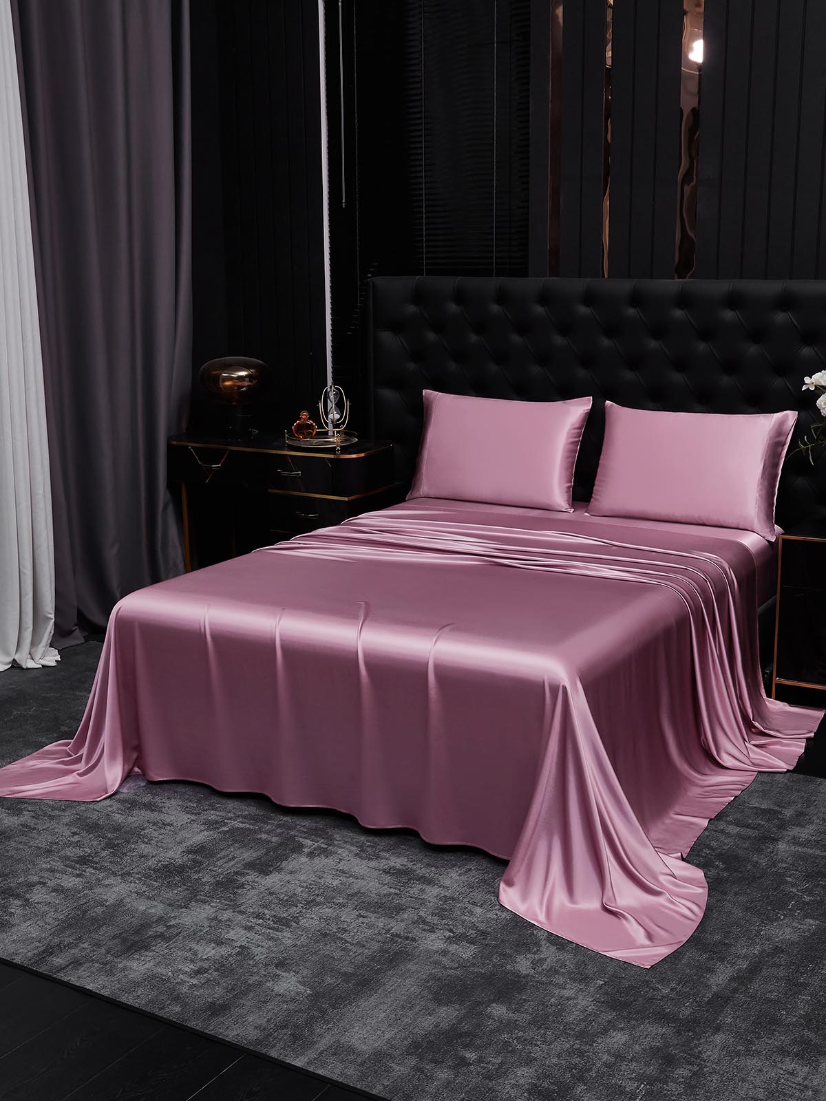 [Mauve Orchid] SilkSilky-UK 19Momme Pure Silk Bedding Set 001