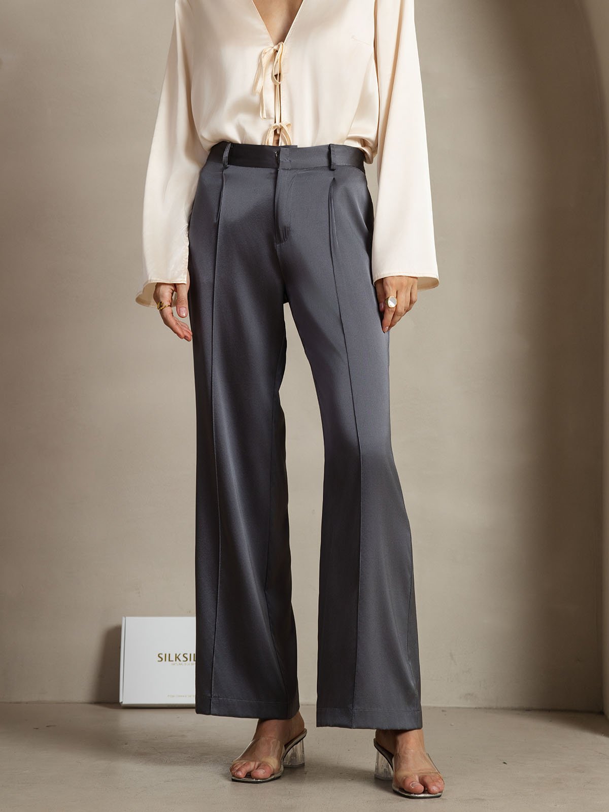 [DarkGray] SilkSilky-UK 19Momme Silk Womens Pants 001