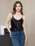 SilkSilky UK Pure Silk Sleeveless V Neck Camisole Black 004