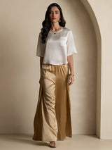 [White] SilkSilky-UK Half Sleeve Scoop Neck Women's T-Shirt 008
