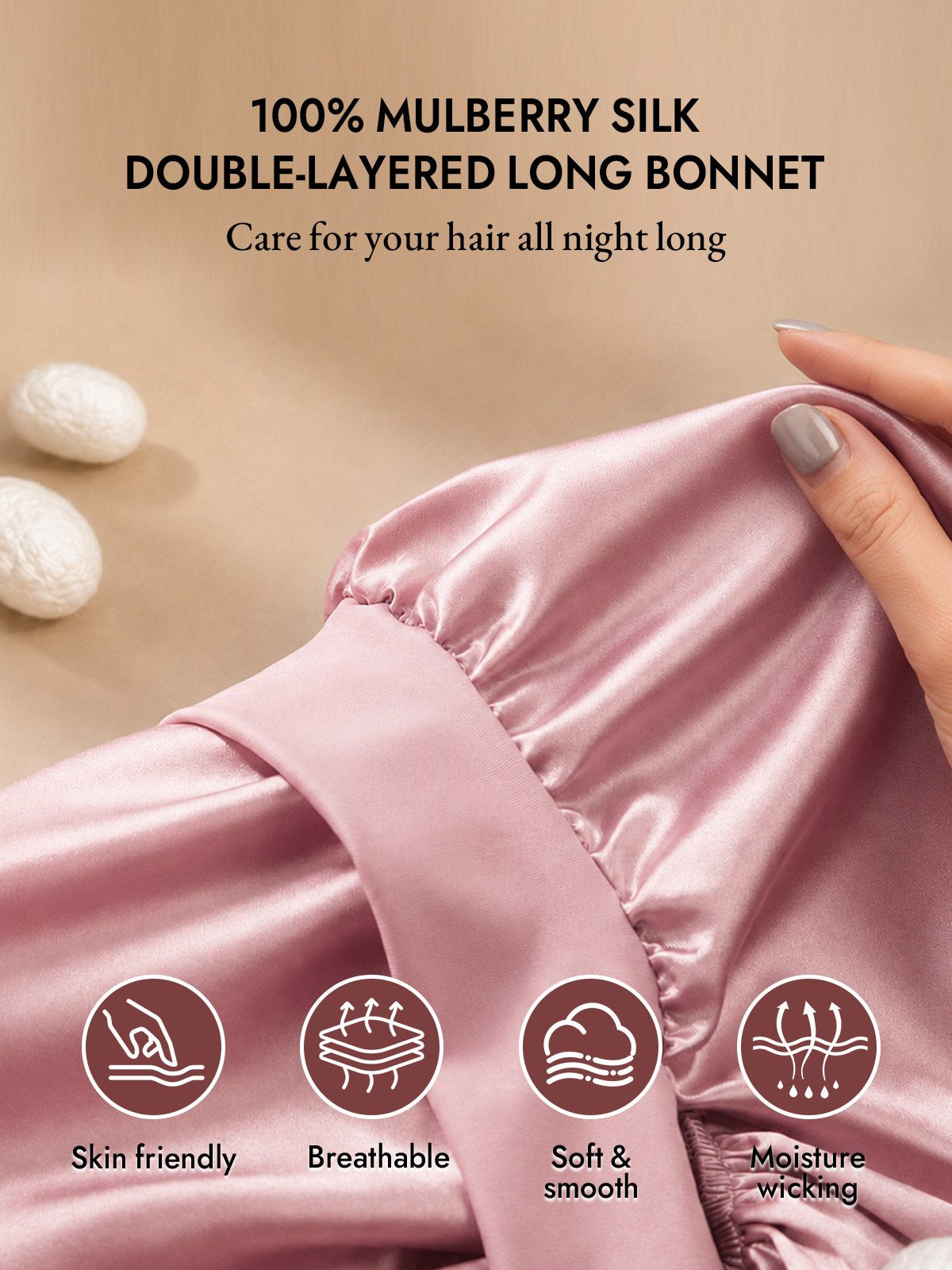 [Pink] SilkSilky-UK Sleep Cap 002