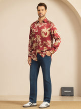 [Wine Dragon] SilkSilky-UK Long Sleeve Lapel Collar Men's Shirt 008