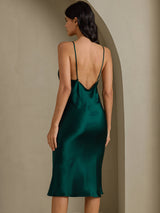 [Green] SilkSilky-UK Spaghetti Strap V Neck Dress 002