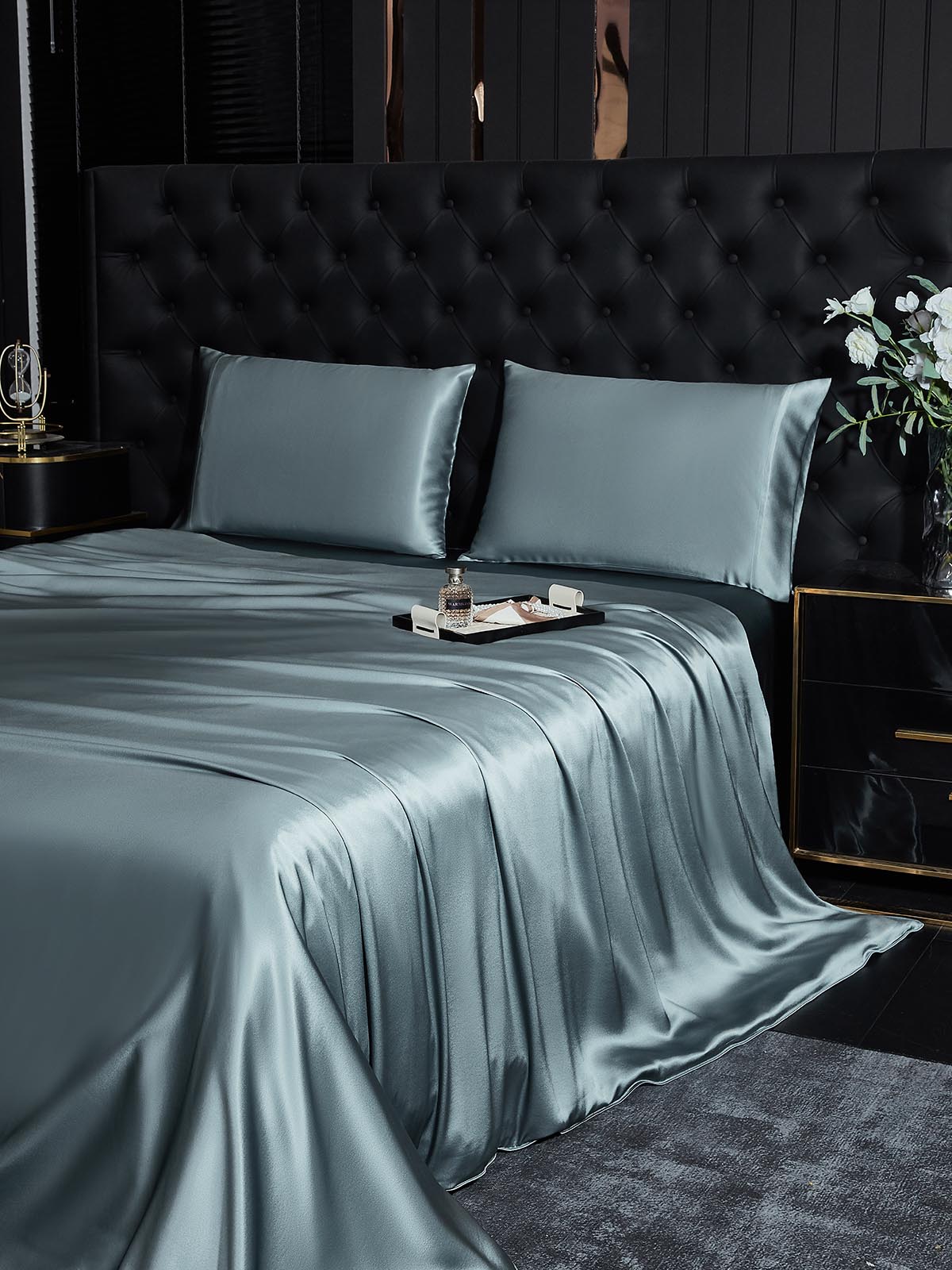 [Grayish Blue] SilkSilky-UK 19Momme Pure Silk Bedding Set 003