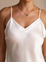 [White] SilkSilky-UK Spaghetti Strap V Neck Camisole 003