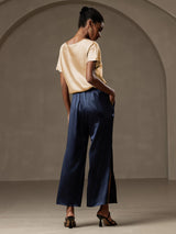[Champagne] SilkSilky-UK Short Sleeve Boat Neck Women's T-Shirt 013