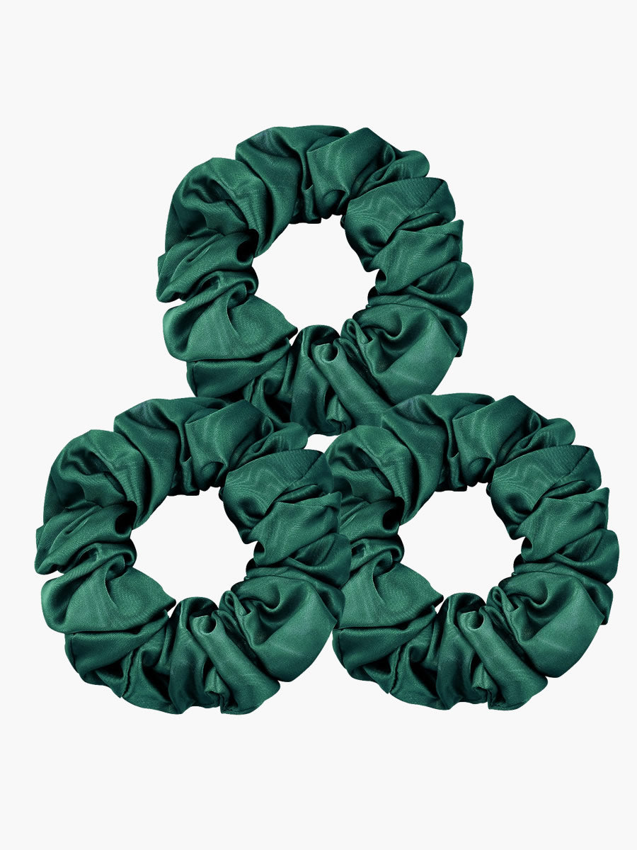 SilkSilky-UK 19Momme Pure Silk Scrunchie DarkGreen 002