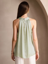 [Light Green] SilkSilky-UK Sleeveless Halter Women's T-Shirt 002