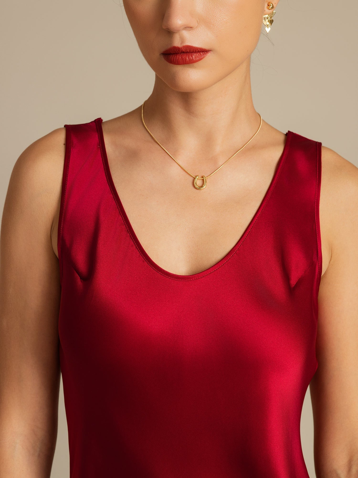 [Wine] SilkSilky-UK Pure Silk Round Neck Dress 004,