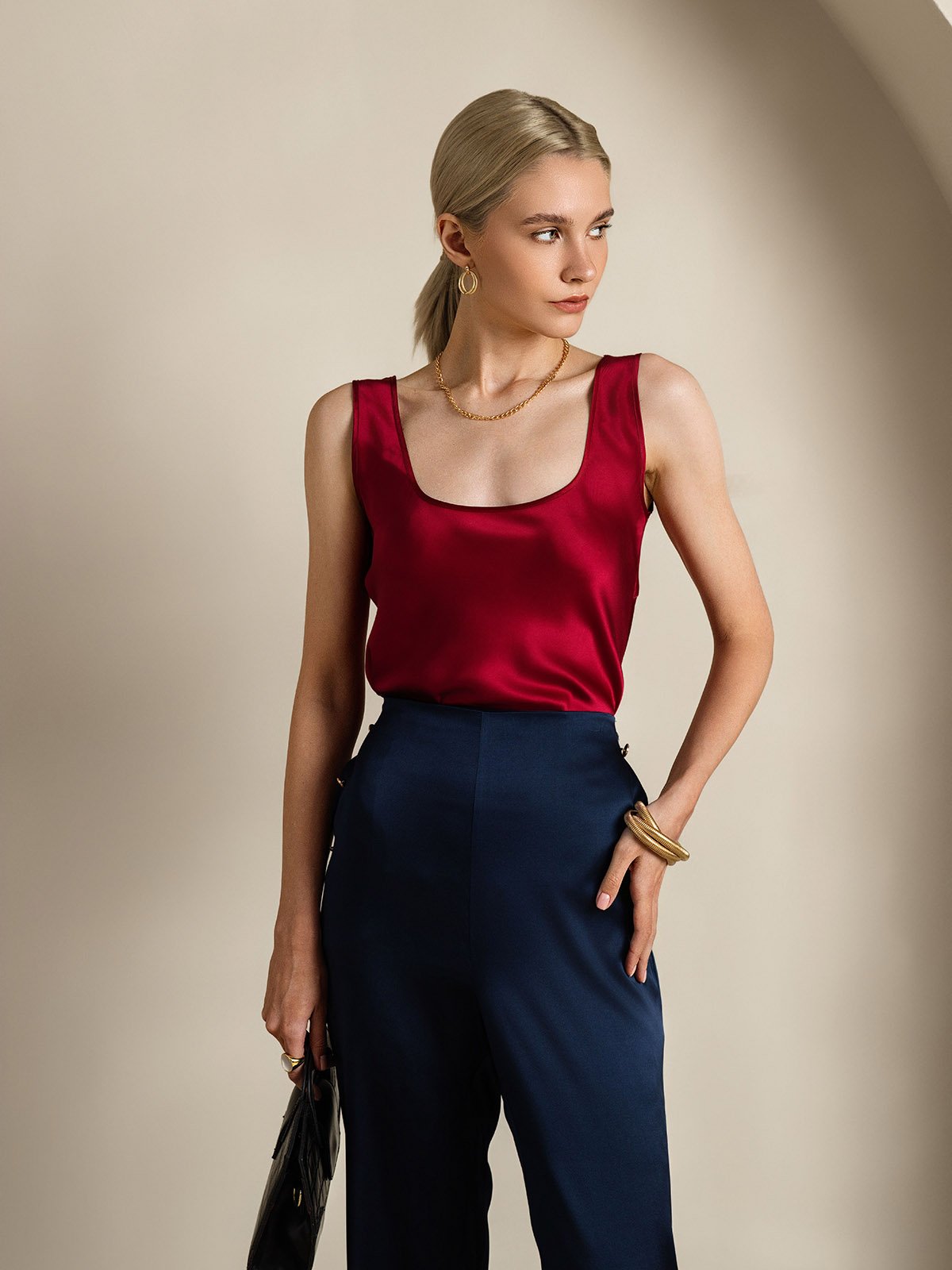 [Wine] SilkSilky-UK 19Momme Silk U Neck Camisole 005