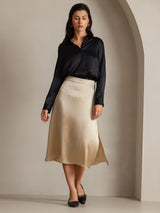 [Black] SilkSilky-UK Long Sleeve Lapel Collar Women's Shirt 003