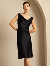 [Black] SilkSilky-UK Sleeveless Cowl Neck Dress 006