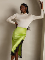 [Beige] SilkSilky-UK Silk Jersey Long Sleeve Turtle Neck Women's T-Shirt 001
