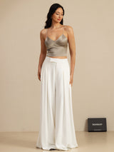 [Khaki] SilkSilky-UK Spaghetti Strap V Neck Camisole 009