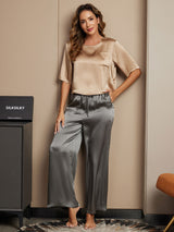 [Multi] SilkSilky-UK Half Sleeve Round Neck Women's Pyjamas 001