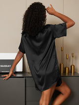 [Black] SilkSilky-UK Short Sleeve Round Neck Women's Pyjamas 006