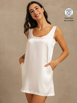 [White] SilkSilky-UK 19Momme Machine-Washable Silk Sleeveless Scoop Neck Nightdress 001