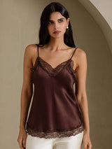 [Brown] SilkSilky-UK Spaghetti Strap V Neck Camisole 001
