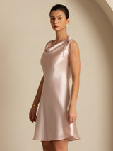 [Pink] SilkSilky-UK Sleeveless Cowl Neck Dress 004