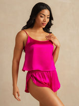[Rose Red] SilkSilky-UK Spaghetti Strap Camisole Set 003